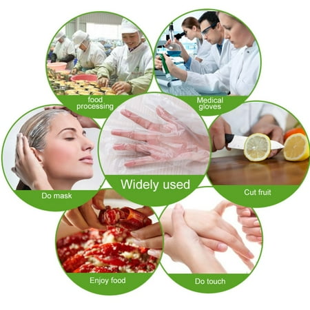 100Pcs Large Size Plastic Transparent Disposable Gloves BBQ Film Gloves