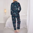 thumbnail image 6 of Goofa Navy Blue Geometric Printed Women’s 2 Piece Pajama Set Super,Pajamas Women's Long Sleeve Sleepwear Soft Button Down Loungewear Pjs Lounge Set Nightwear-XX-Large, 6 of 9