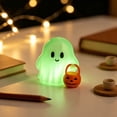 thumbnail image 5 of 3D Printed Plastic Ghost Figurine,1Pc Glow‑in‑the‑Dark Ghost Tabletop Statue, Halloween Ghost Decor, Mini Ghost Ornament with Pumpkin Bucket, Cute Ghost Desktop Decoration for Mantel, Shelf, 5 of 6