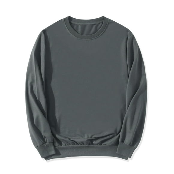 Sudadera de cuello redondo de color sólido de manga larga de ajuste regular básico informal para hombre Gris oscuro M