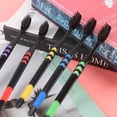 thumbnail image 4 of Cepillo de dientes de carbón de bambú para adultos, paquete de 10, paquete familiar, supermercado, luna pequeña, adultos, caja negra/blanca, suave para uso diario, 4 of 4