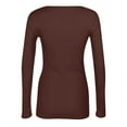 thumbnail image 6 of Inglocry Long Sleeve Thermal Shirt for Women Fleece Slim Fit Tops Crewneck Basic T-Shirts with Thumb Holes Fall Fashion 2026 Brown M, 6 of 8