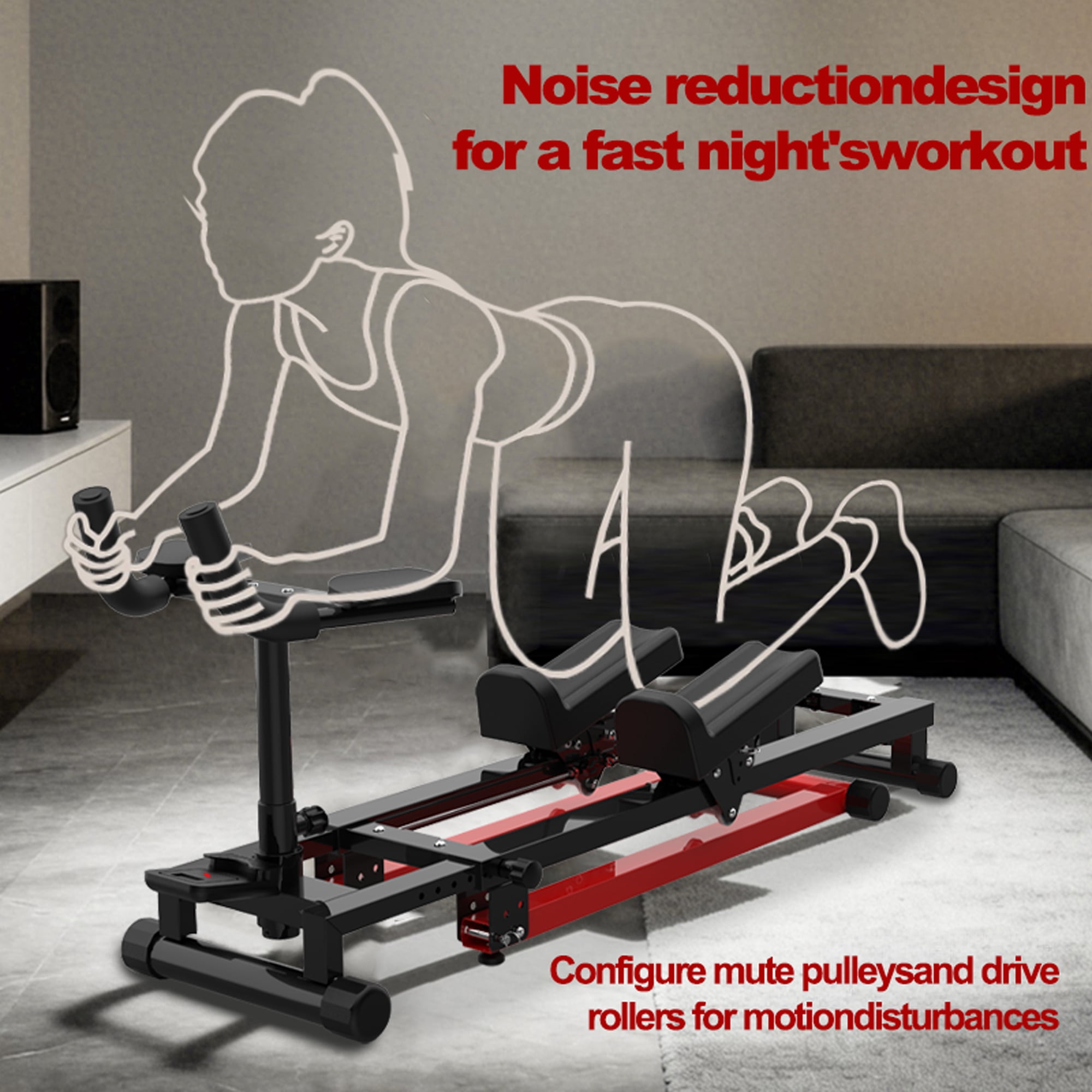 3-in-1 Spine Twist Stretcher and Stair Stepper and Waist Trainer, Adjustable Back Stretcher Machine for Lower Back Exercise, Core Activation Full Body Workout, Black+Red