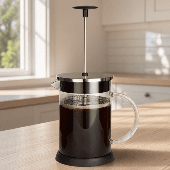 Clear Glass French Press Coffee Maker with 34-Ounce Carafe and Filter