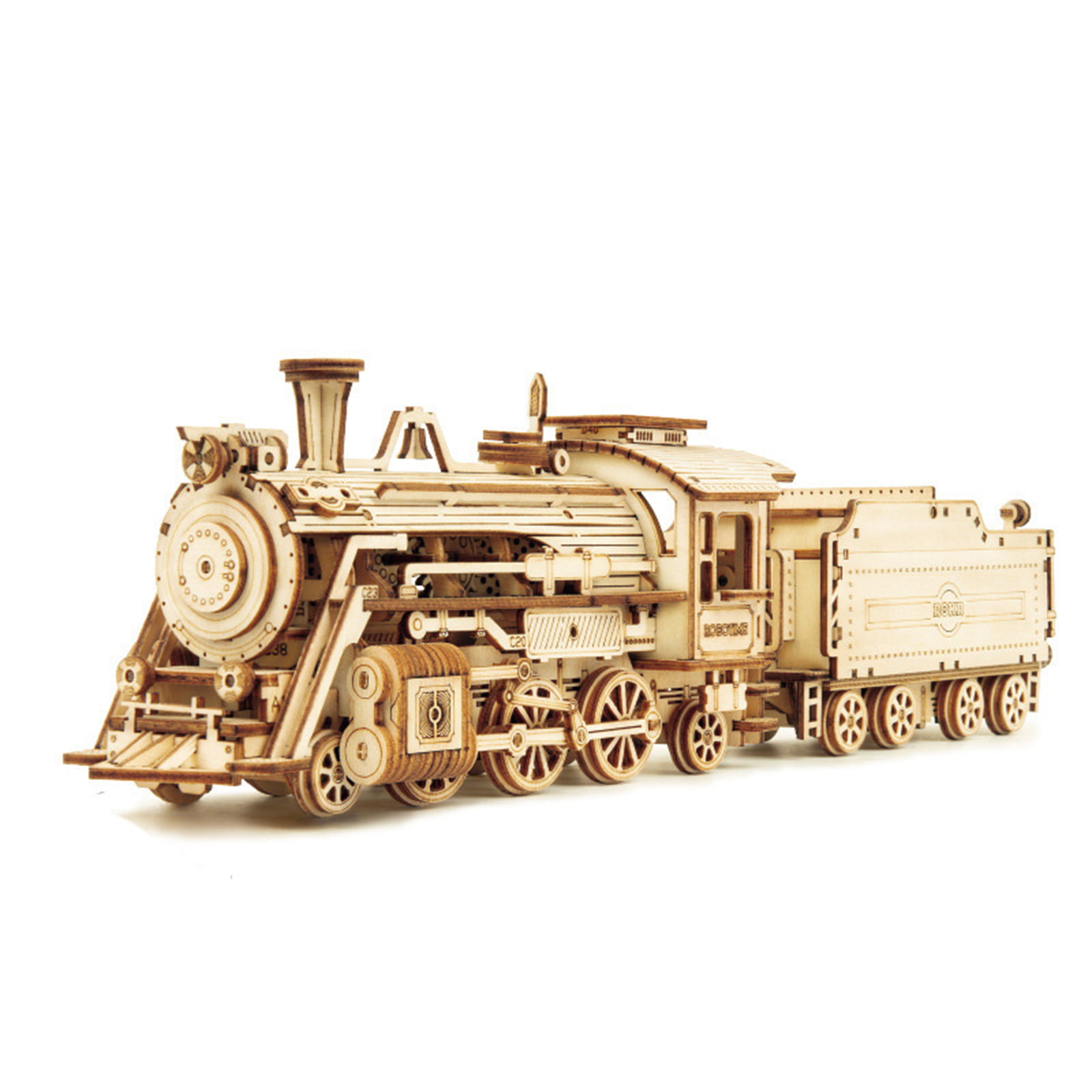 ROBOTIME 3D Assembly Wooden Puzzle Laser-Cut Locomotive Kit Mechanical Gears Toy Brain Teaser Games Best Birthday Gifts for Engineer Husband & Boyfriend & Teen Boys & Adults