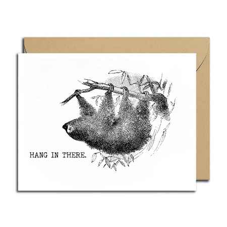 Inspirational Hang in There Sloth Card – Unique Vintage Design with Envelope – Perfect for Encouragement, Friendship, or Just Because