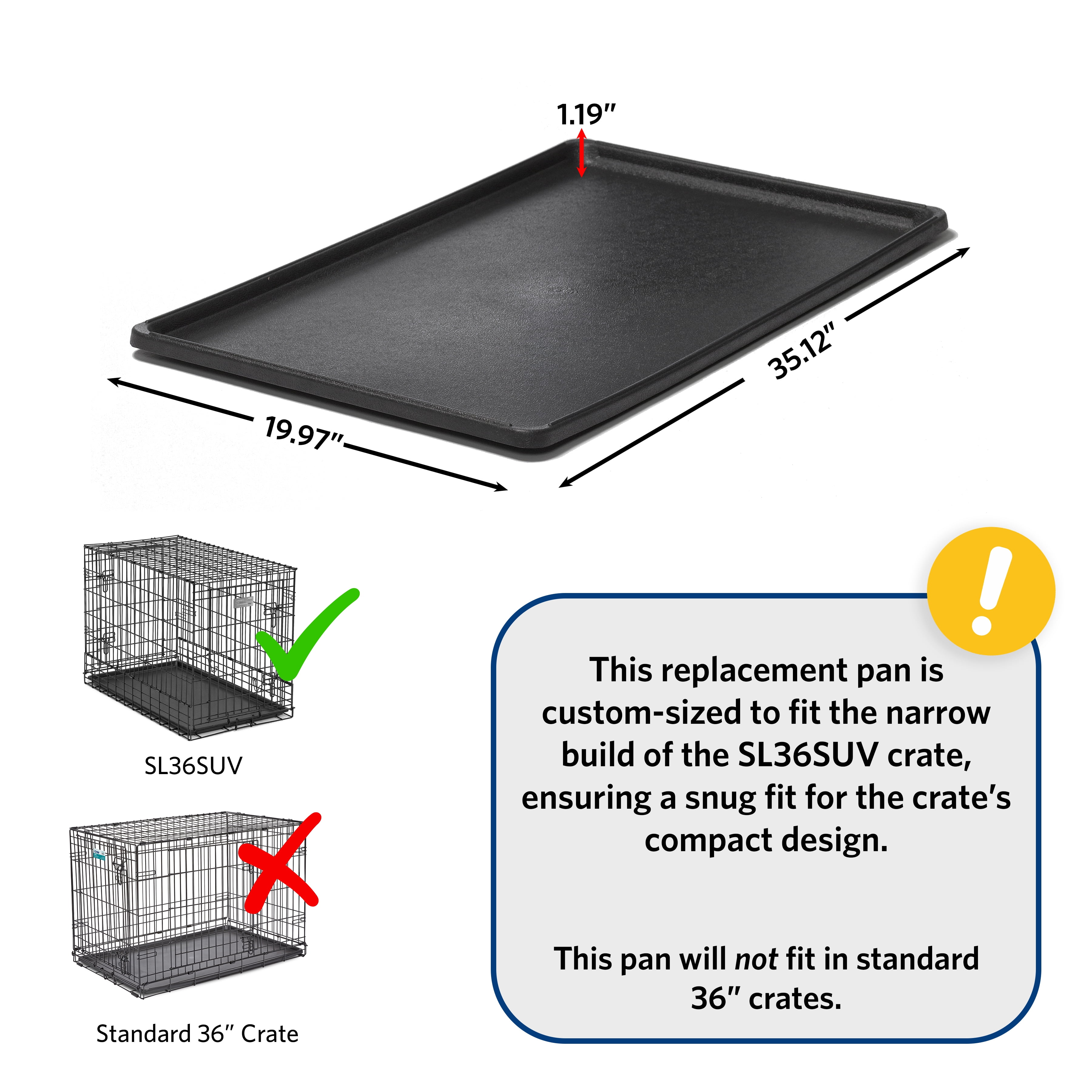 The durable leak proof replacement pan fits the36