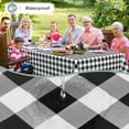 thumbnail image 2 of decorUhome Rectangle Tablecloth, Waterproof Vinyl Flannel Backed Table Cloth, Buffalo Wipeable Plastic Table Cover for Kitchen and Outdoor, Black and White, 52" x 70", 2 of 8