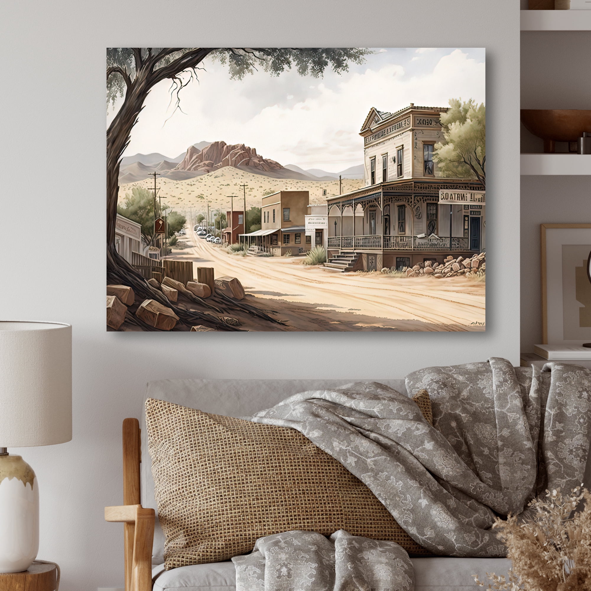 Designart Small Town Wild West V Canvas Wall Art