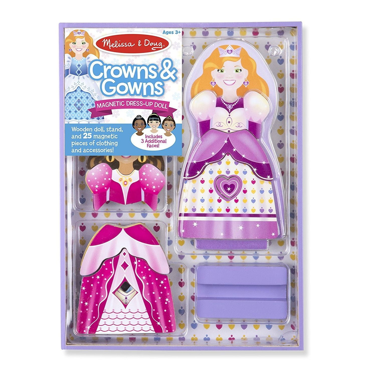 Melissa & Doug Crowns and Gowns Princess Magnetic Dress-Up Wooden Doll ...