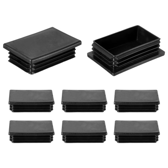 Uxcell 8 Pcs 3 x 2 Inch Rectangle Tubing End Caps for Metal Tubing Post Chair Leg Table Bookshelves, Black