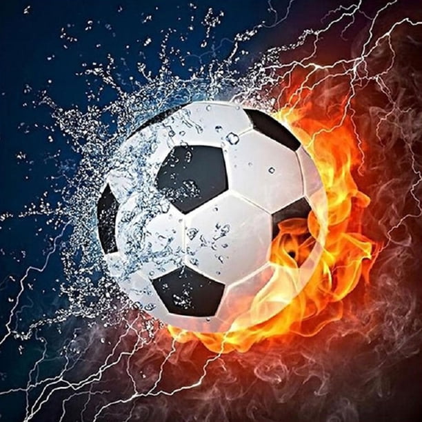 Diamante pintura taladro fútbol agua y fuego Kits completo redondo hogar pared decoración FLhrweasw Nuevo