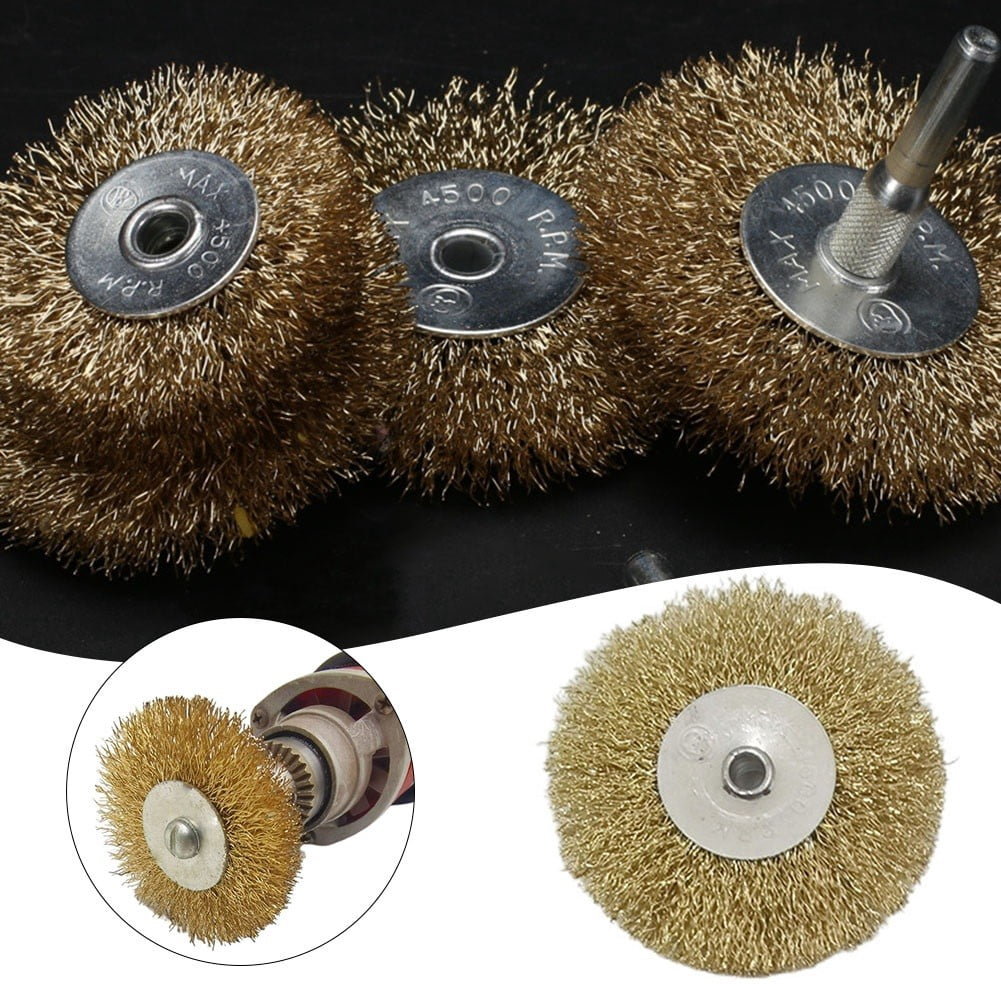 30 Pcs Wire Brush Wheel Set For Dremel - Coarse Crimped Brass & Steel Brushes, 1/8" Shank