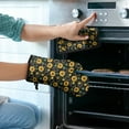 thumbnail image 2 of Black Sunflower Kitchen Oven Mitt and Pot Holder Sets 2 Pcs for Baking, Cooking and Grilling, Heat Resistant Up To 392 °F, 2 of 7