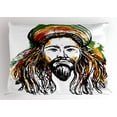 thumbnail image 1 of Rasta Pillow Sham Rasta Man Jamaican Island Theme Reggae Folk Culture Concept Sketchy Portrait Image, Decorative Standard King Size Printed Pillowcase, 36 X 20 Inches, Multicolor, by Ambesonne, 1 of 2