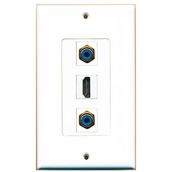 RiteAV - 1 Port HDMI 2 Port RCA Blue Wall Plate Decorative