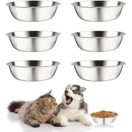 6 PCS Stainless Steel Dog Bowls Replacement Metal Pet Puppy Food Water Bowl Set Suit for Indoor Travel Kennel Dog Feeding Dishes for Small Medium Large Dogs Dishwasher Safe (6.9 Inch)
