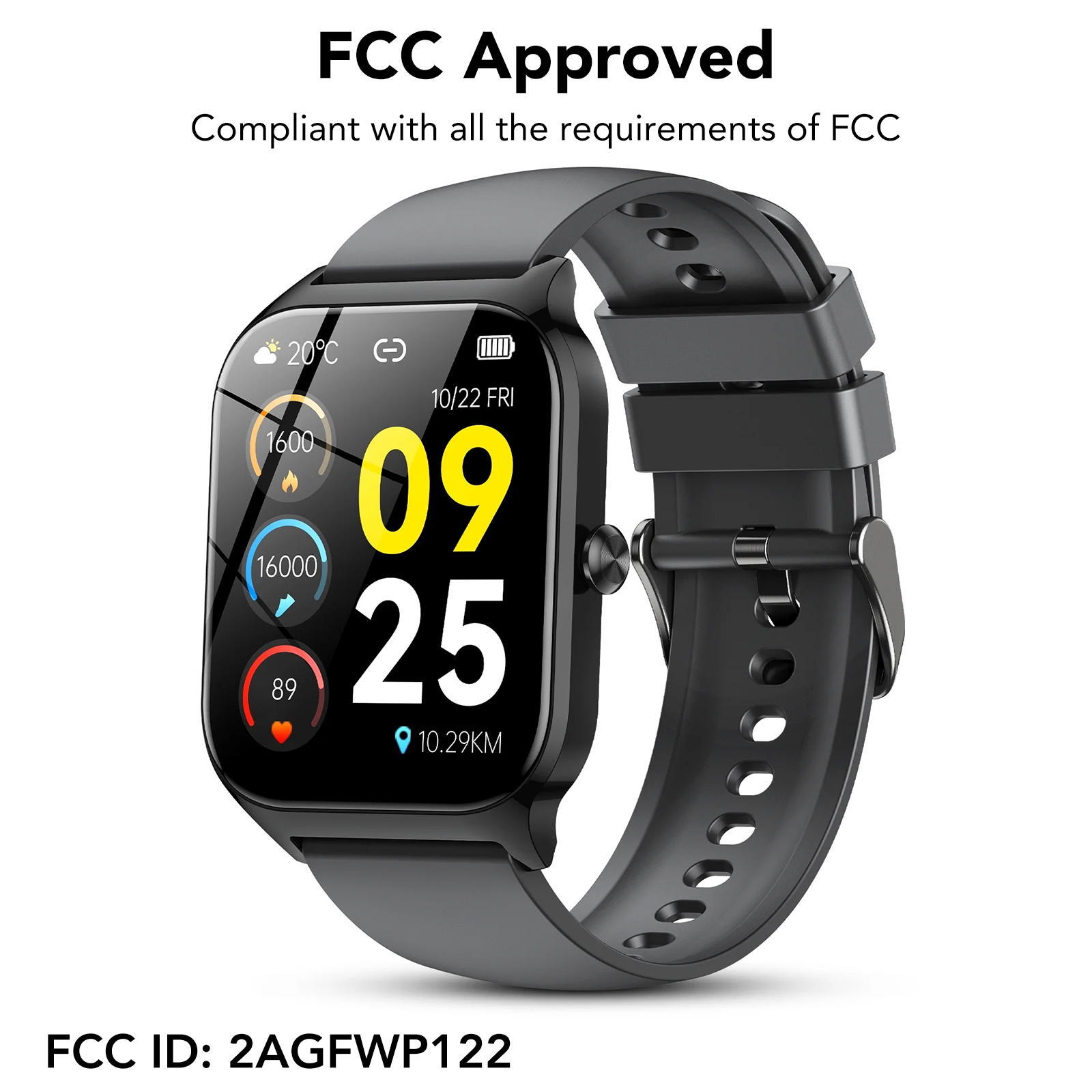 IKT Smart Watch 1.85" Fitness Tracker, Black photo 6