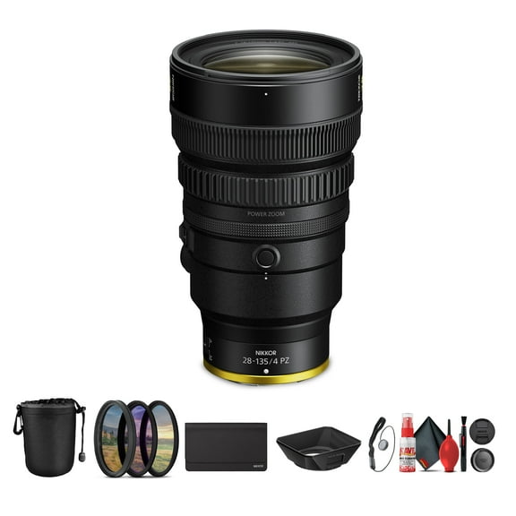 Nikon NIKKOR Z 28-135mm f/4 PZ Lens | Versatile Power Zoom for Professional Videography and Photography (20127)   UV Filter   Cleaning Kit   Lens Pouch   Cap Keeper