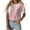 Pink, variant on Women Tie-dye Printed Short Sleeves Color Block Top