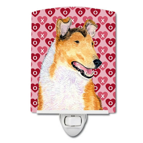 Caroline's Treasures SS4470CNL Collie Smooth Hearts Love and Valentine's Day Portrait Ceramic Night Light, 6x4x3",