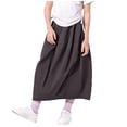 thumbnail image 2 of Miluxas Girl's Midi Skirt with Pockets Casual Flowy Swing Elastic High Waist A-Line Long Boho Skirts Gray 9-10 Years, 2 of 7