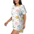 thumbnail image 2 of Daiia Little Elephant Pattern Womens Pajama Sets Short Sleeve Pajamas for Women Sets Soft Lounge Sets Casual Round Neck Sleepwear PJS-4X-Large, 2 of 7