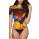 thumbnail image 1 of Balery Colorful Rooster Body de cuello redondo de manga corta para mujer Tops de manga corta Tops básicos-Large, 1 of 7