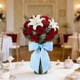 thumbnail image 4 of Wedding Bouquet Bow,Prom Bouquet Sash Satin Blank Plain White Wreath Sash for Wedding Venue,Banquet,Living Room,5.11x1.96x1.96 Inch,Blue, 4 of 6