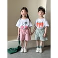 thumbnail image 4 of Conjuntos de camisetas de algodón para niños de 1 a 10 años, camiseta con patrones de frutas y pantalones cortos a cuadros, traje para niños y niñas, ropa de casa para niños, 4 of 6