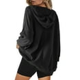 thumbnail image 3 of Itsame Hoodie Pullover Womens Lightweight Hood Sweatshirts Crew Neck Solid Color Long Sleeve Sportswear Black Size 2XL, 3 of 6
