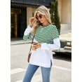 thumbnail image 5 of Deago Women Striped Color Block Long Sleeve Crew Neck Sweatshirt Casual Loose Fit Pullover Shirts Side Split Tunic Tops, 5 of 8
