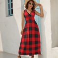 thumbnail image 5 of Buffalo Plaid Red Black Dress Fashion Boho Beach Long Dresses Female Party Printed Maxi Dress, 5 of 9