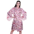 thumbnail image 1 of Moomaya Printed Womens Kimono Sleeve Robes Satin Silk Getting Ready Bridal Robe Coverup, 1 of 7