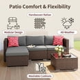 thumbnail image 4 of Jolifa 5 Piece Outdoor Patio Furniture Set, Wicker Sectional Sofa with Glass Table & Cushions, All-Weather Conversation Set for Patio, Backyard, Balcony, Gray, 4 of 10