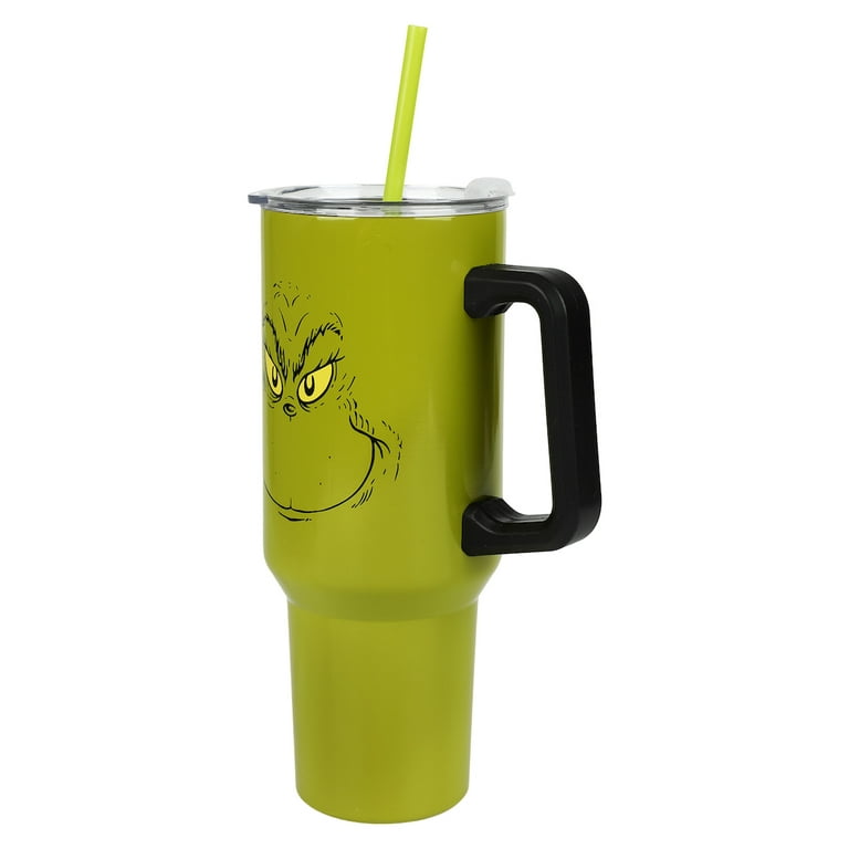 The Grinch Grinning Face 40 oz Green Stainless Steel Tumbler with Handle