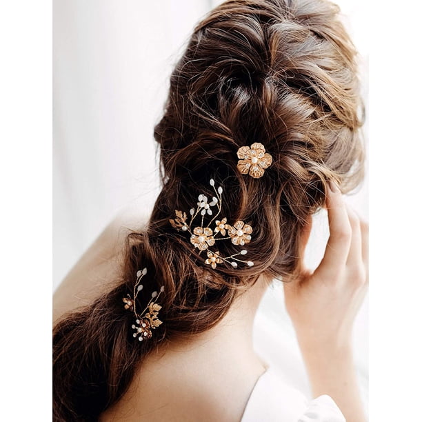 Bridal Hair Clips 2 Pcs Flower Wedding Hair Comb Pins 