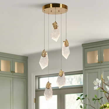 LNC Modern LED 5-Light Cluster Chandeliers Pendant Lighting for Kitchen Island - Gold