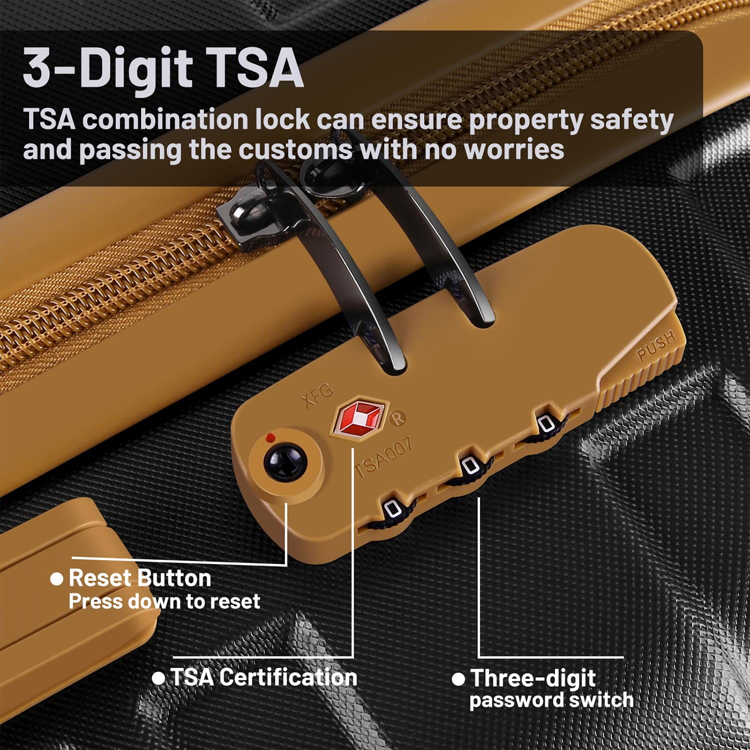 3 Piece Luggage Sets ,ABS Hardshell Lightweight Suitcase with TSA Lock Double Spinner Wheels,Black