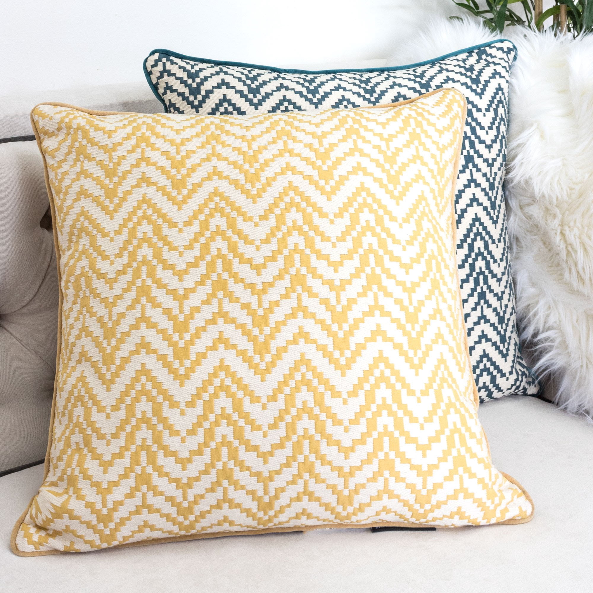 Cherie Gold Geometric Polyester 20 in. x 20 in. Throw Pillow