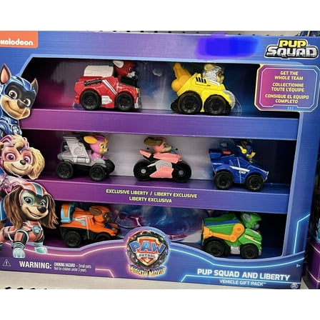 PAW Patrol Pup Squad 7pk Toy Vehicles, the mighty movie vehicle set