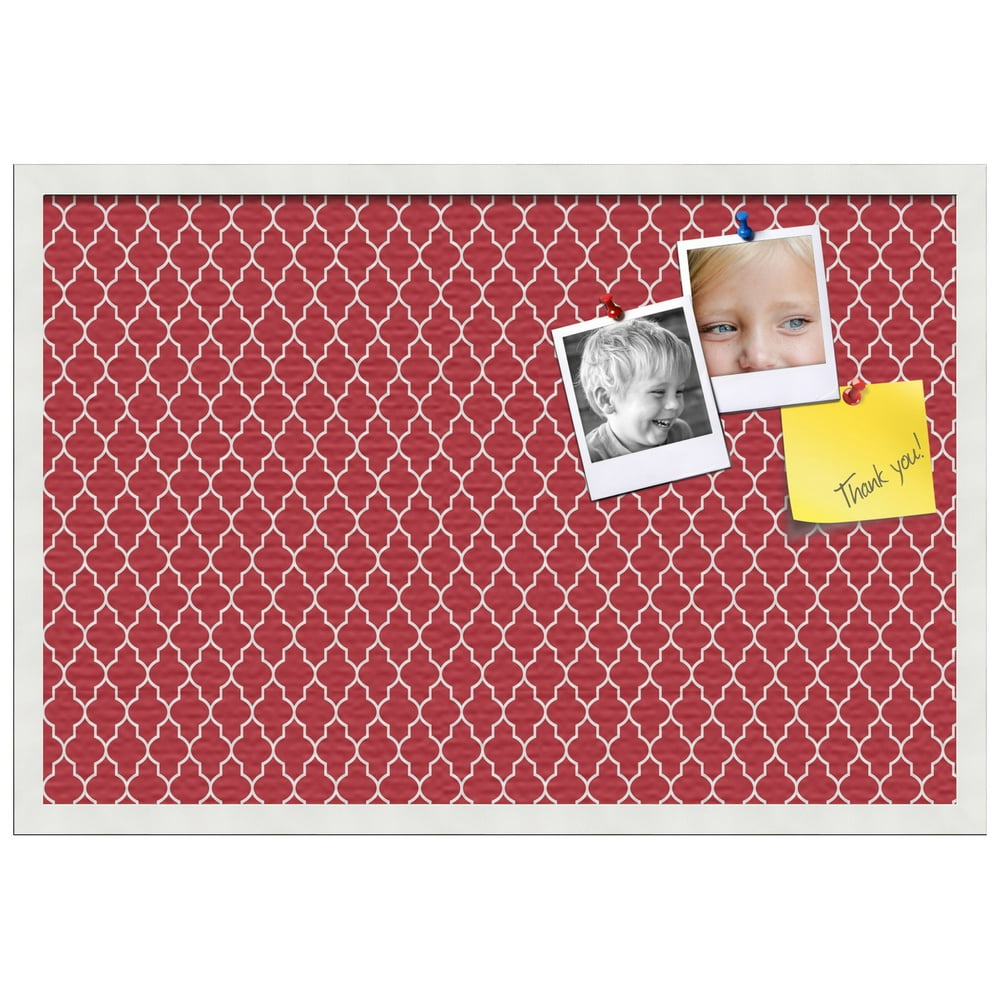 PinPix 30x20 Custom Cork Bulletin Board Quarterfoil Red Poster Board Has a Fabric Style Canvas