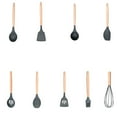 thumbnail image 2 of Heat Resistant Wooden Handle Spatula Soup Spoon Skimmer Egg Beater Oil Brush Non-Stick Kitchenware, 2 of 10