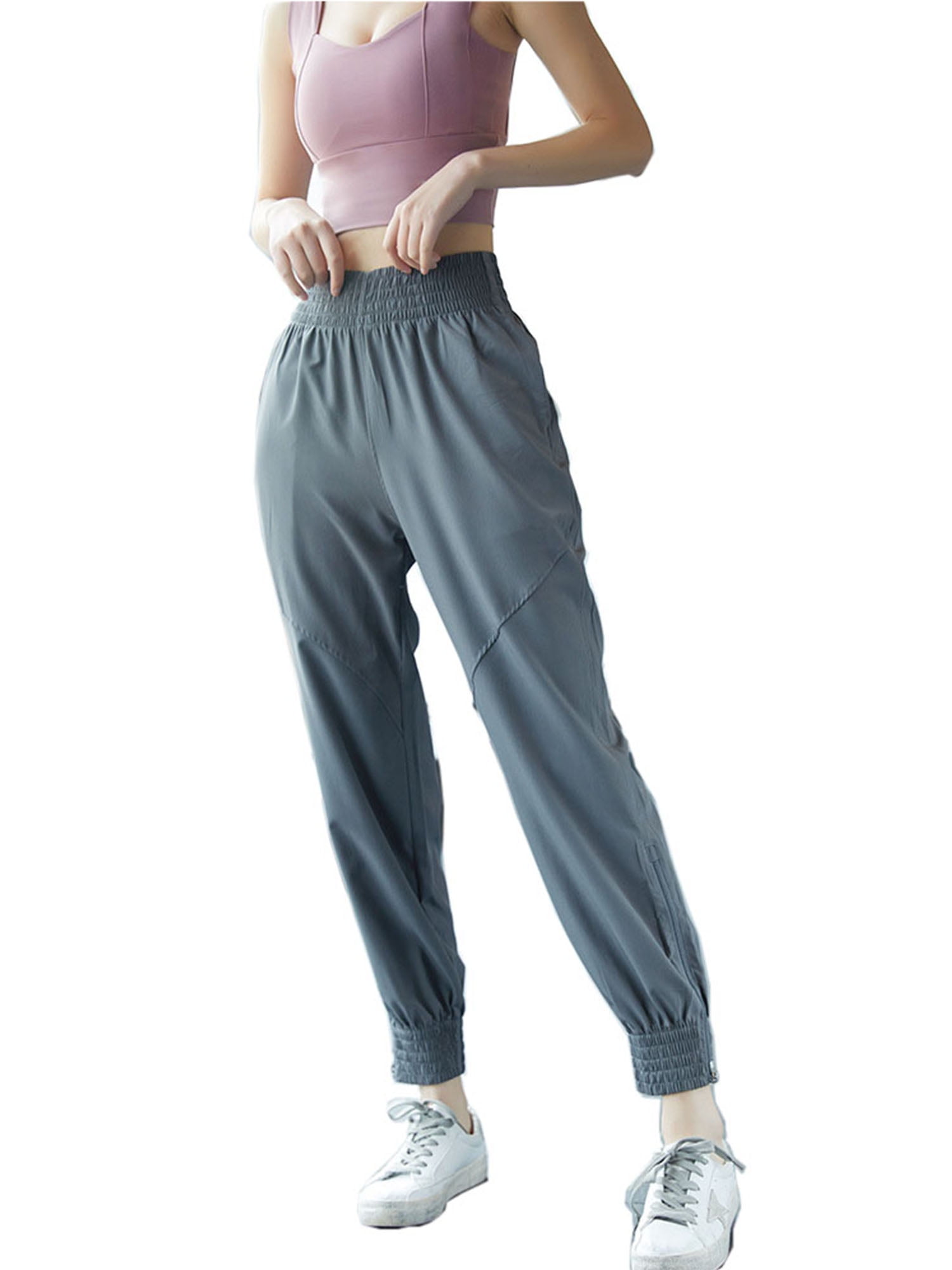 WANGSHE Cropped Rrousers Harem Pants for Womens Summer Casual Loose Beam Foot Pants with Pocket Yoga Sports Jogger Pants