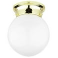 thumbnail image 2 of F2203-53-Sunset Lighting-One Light Globe Flush Mount   Satin Nickel Finish with Opal Glass, 2 of 3