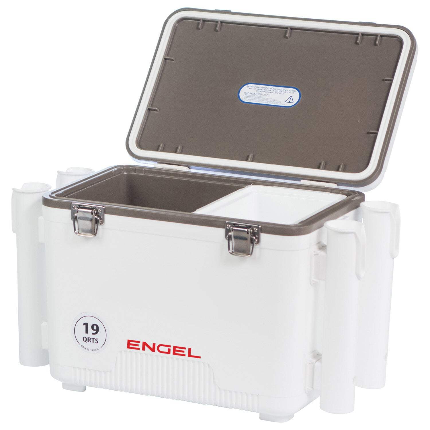 ENGEL 19 Qt Leak-Proof Insulated Drybox Cooler with 4 Rod Holders - Tan