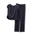 thumbnail image 1 of Yuyuzo Womens Pajama Set 2 Piece Short Sleeve V Neck Top Homewear Drawstring Pants Fall Comfy Pj Sets, 1 of 4