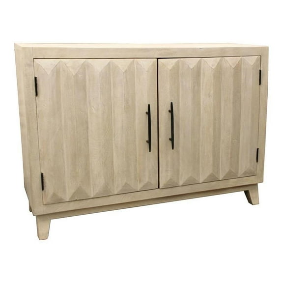 Pemberly Row Vertical 50" 2-Door Solid Wood Console Sideboard in Ivory