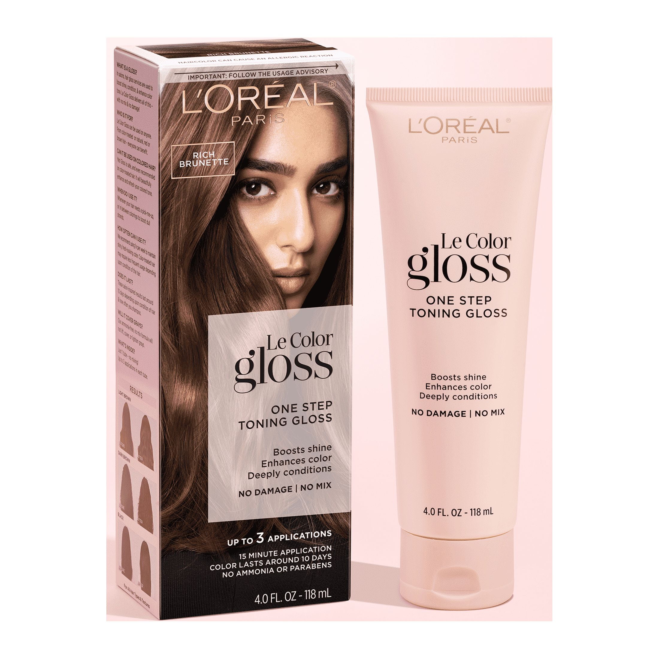 L'Oreal Paris Le Color Gloss One Step Toning Gloss Hair Color, 5 Rich Brunette, 4 fl oz