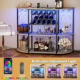 thumbnail image 4 of VICTONE Wine Bar Cabinet with LED Lights and Power Outlets, Freestanding Coffee Liquor Bar Cabinet with Glass Holder, Wine Rack Table for Home Kitchen Dining Room (White), 4 of 7